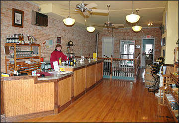 Tasting Room, Maria behind the counter